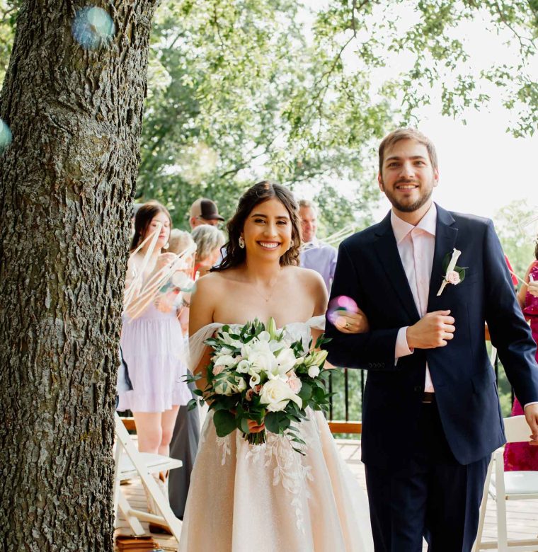 Bride and groom after wedding ceremony